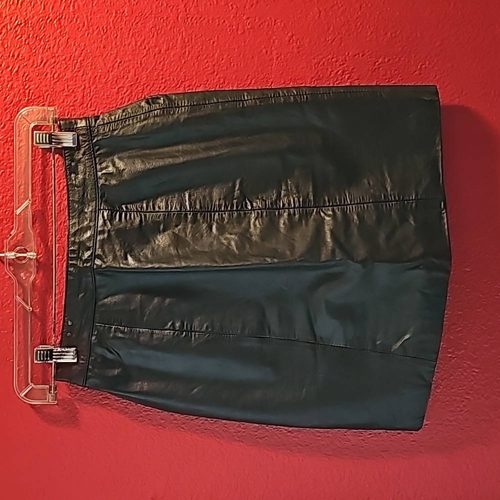 Vintage black leather mini skirt